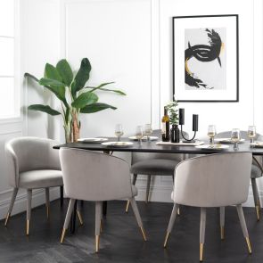 Bellucci Dining Chair - Dove Grey - Brass Caps