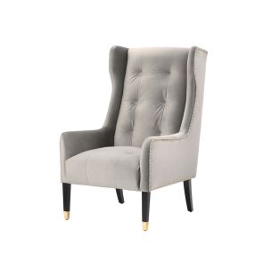 Grayson Fauteuil , détails or brossé - Gris colombe