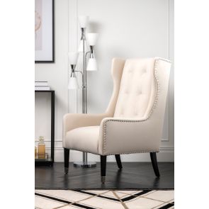 Grayson Fauteuil, finition argent – Craie