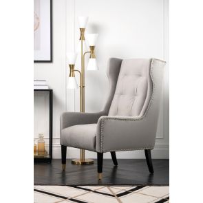 Grayson Fauteuil Duif Grijs - Geborsteld Goud