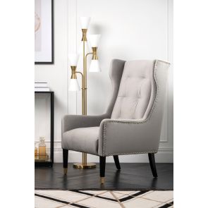 Grayson Fauteuil , détails or brossé - Gris colombe