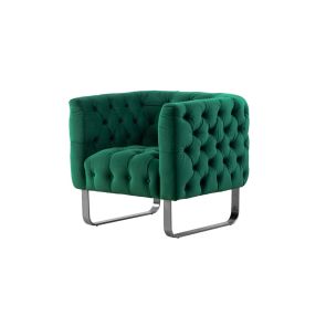 Grosvenor Fauteuil, piétement chrome brossé - Vert bouteille