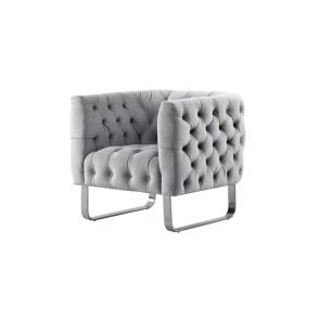 Grosvenor Armsessel - Taubengrau - Silber gebürstet