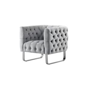 Grosvenor Fauteuil, piétement chrome brossé - Gris colombe