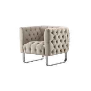 Grosvenor Fauteuil, piétement chrome brossé - Taupe