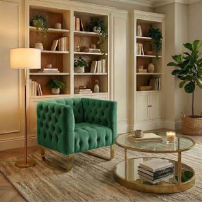 Grosvenor Armchair - Bottle Green - Brushed Brass