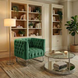 Grosvenor Armchair - Bottle Green - Brushed Silver