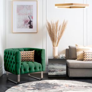 Grosvenor Fauteuil, piétement chrome brossé - Vert bouteille