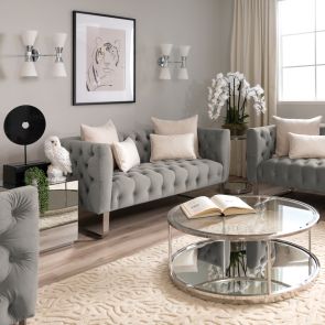 Grosvenor Two Seat Sofa - Dove Grey - Brushed Silver