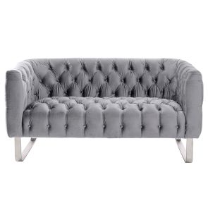 Grosvenor Two Seat Sofa - Dove Grey - Brushed Silver