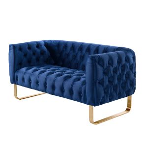 Grosvenor 2-sitssoffa - Navy Blue - Borstad Mässing