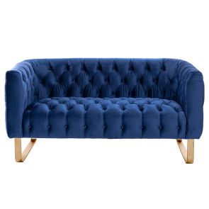 Grosvenor Zweisitzer Sofa - Marineblau - Messing gebürstet