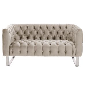 Grosvenor Two Seat Sofa - Taupe - Brushed Silver