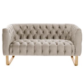 Grosvenor Two Seat Sofa - Taupe - Brushed Brass
