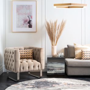 Grosvenor Armsessel - Taupe - Silber gebürstet