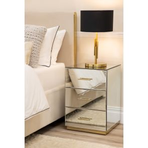 Harper - Mesa auxiliar con espejo - detalles en oro champán