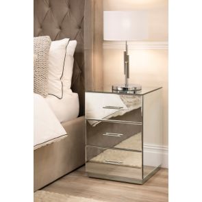 Harper Mirrored Side Table – Silver Details