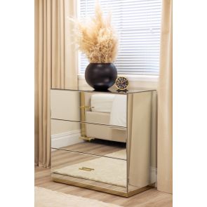 Harper Mirrored Chest of Drawers – Champagne Gold Details