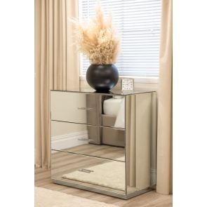 Harper Mirrored Chest of Drawers – Silver Details