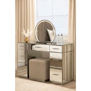 Harper Mirrored Dressing Table – Silver Details   