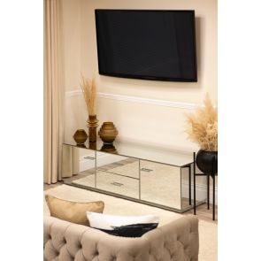 Harper Mirrored Media Unit – Silver Details