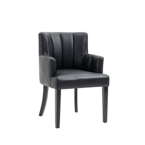 Hatfield Carver Chair - Black Faux Leather      