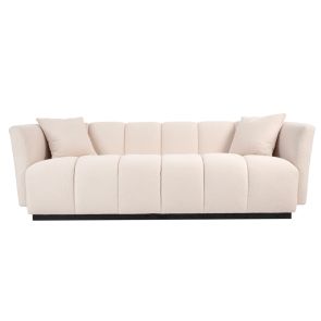 Herbie 3-Sitzer Sofa – Elfenbein-Borg – Schwarze Basis