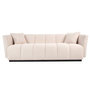 Herbie Three Seat Sofa - Ivory Borg – Black Base 