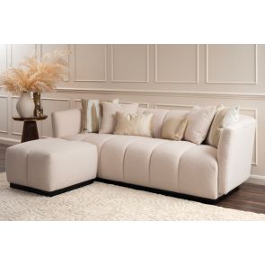 Herbie 3-Sitzer Sofa – Elfenbein-Borg – Schwarze Basis