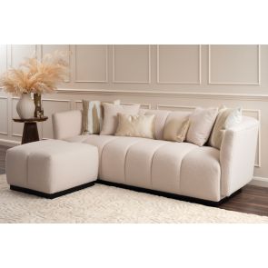 Herbie footstool - Ivory Borg – Black Base 