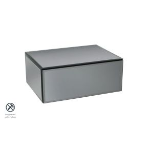 Inga - Mesilla de noche de espejo gris humo/Consola/Estante flotante con cajón de almacenamiento