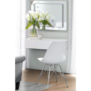 Table de chevet / Console / Étagère / Rangement flottant en miroir blanc INGA