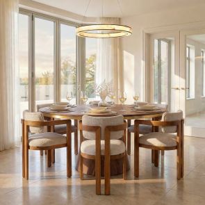 Jolie Eetkamerstoel Licht Taupe - Kastanje Frame