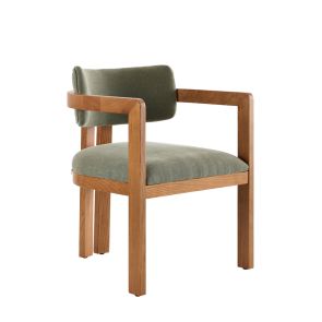 Jolie Chaise de salle à manger, cadre noyer  – Vert sauge