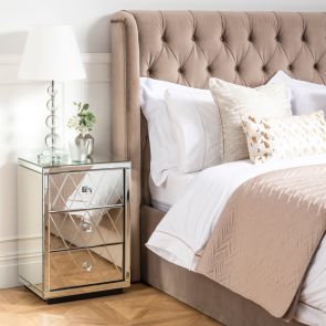 Pair Knightsbridge Mirrored Bedside Tables with 3 Drawers