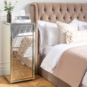 Knightsbridge Mirrored Tallboy Chest with 5 Drawers and Plinth