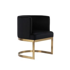 Lasco Dining Chair - Black - Brushed Brass Finish