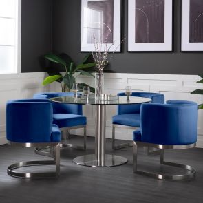 Lasco Dining Chair - Navy - Silver Base