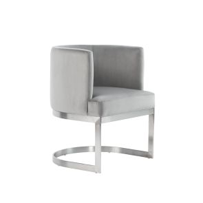 Lasco Dining Chair – Dove Grey - Brushed Stainless steel frame