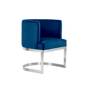 Lasco Dining Chair - Navy - Silver Base