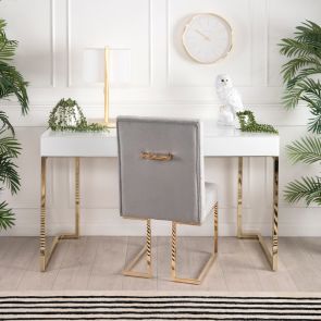 Lorenzo Console/Scrivania in Vetro bianco 