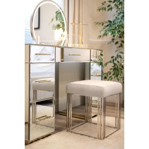 Manhattan Sgabello - Grigio tortora - Argento