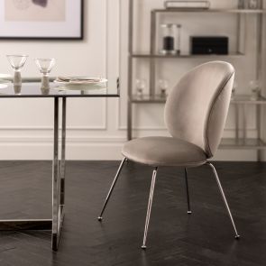 Mantis Dining Chair - Dove Grey - Silver