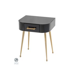 Mason Table d'Appoint en verre noir, piétement or brossé