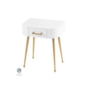 Mason White Glass Side Table – Brushed Gold Legs