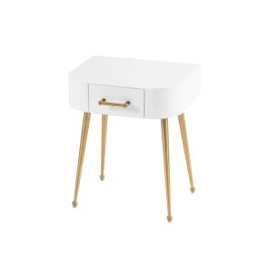 (ID:36665) Mason White Glass Side Table – Brushed Gold Legs