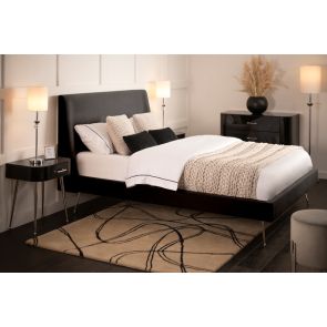 Mason Black Bed - Shiny Silver Legs