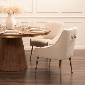 Mason Dining Chair Chalk - Brushed Gold Legs