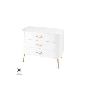 Mason White Glass Chest of Drawers – Brushed Gold Legs