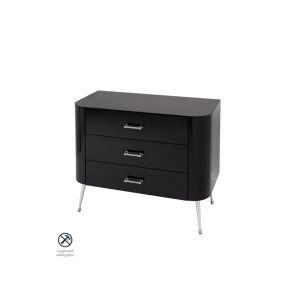 Mason Black Glass Chest of Drawers – Shiny Silver Legs